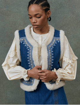 Gilet sans manches boho effet fourrure FIGARA Louise Misha - Boutique L'aNana(s)