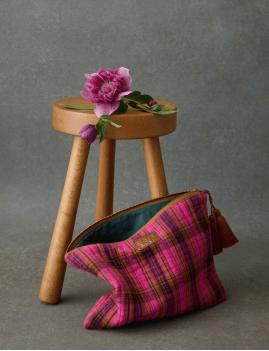 Pochette bohème façon tartan rose DOMINA Louise Misha - Boutique L'aNana(s)