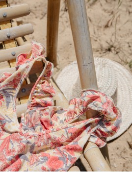 Maillot de bain 1 pièce à volants rose boho - Boutique l'ananas