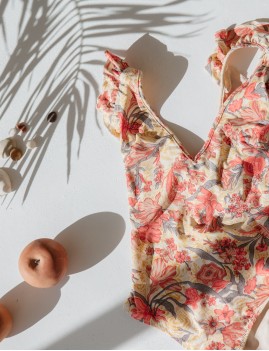 Maillot de bain 1 pièce à volants rose bohemian style - Boutique l'ananas