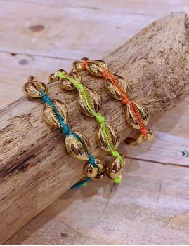 Bracelet coquillages dorés fluo - Boutique l'ananas