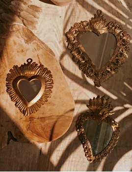 Miroir coeur doré bohème style - Boutique l'ananas