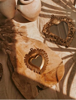 Miroir coeur doré - Boutique l'ananas
