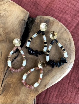 Boucles d'oreilles pierres noir gipsy - Boutique L'anana(s)