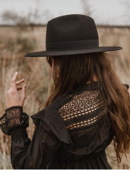 Chapeau laine noir esmee boho - Boutique L'ananas